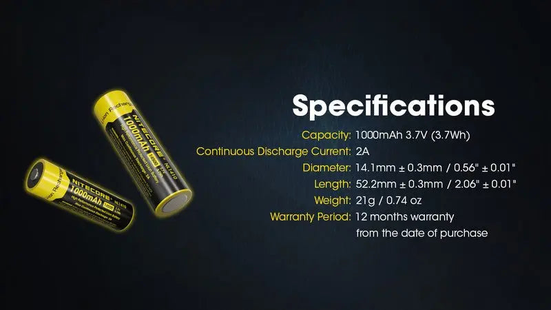 Batterie Nitecore NL1410 14500 - 1000mAh 3.7V protégée Li-ion NYCTALOPE