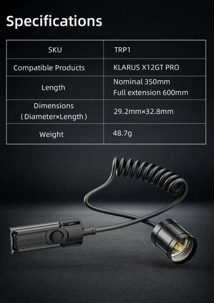 Interrupteur tactique Klarus TRP1 pour lampe XT12GT PRO et XT21X PRO NYCTALOPE