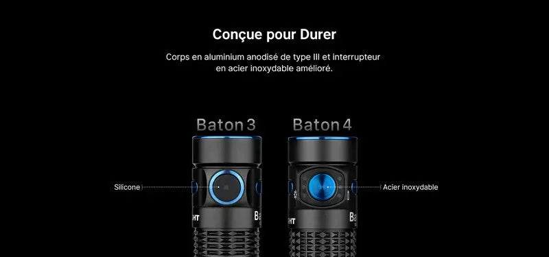 Lampe Torche Olight Baton 4 édition standard 1300 Lumens - Noir NYCTALOPE