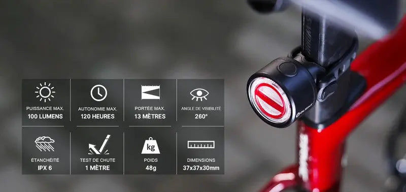 Lampe arrière pour Vélo et VTT Olight BS100 - 100 Lumens NYCTALOPE