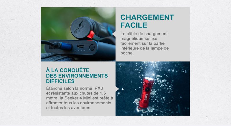 Lampe Torche Olight SEEKER 4 Mini Noir (blanc froid) – 1200 Lumens NYCTALOPE