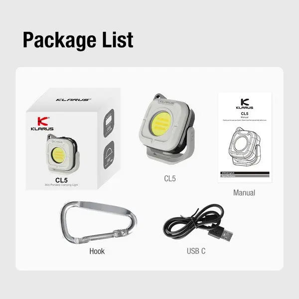 Lanterne de camping Klarus CL5 - 650 Lumens - Compacte légère, Rechargeable NYCTALOPE