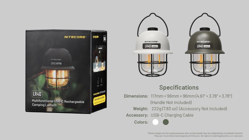 Lanterne rétro multifonction Nitecore LR40 Kaki – 100 Lumens – Rechargeable USB-C NYCTALOPE