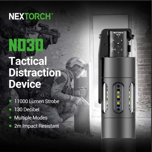 Nextorch ND30 dispositif de distraction tactique rechargeable 11 000 Lumens 130 dB NYCTALOPE