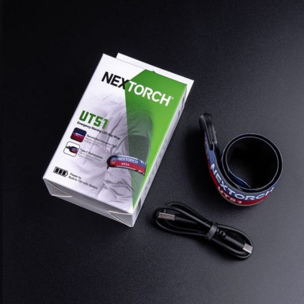 Nextorch UT51 - Bracelet d'avertissement clignotant rouge-bleu - rechargeable USB-C NYCTALOPE