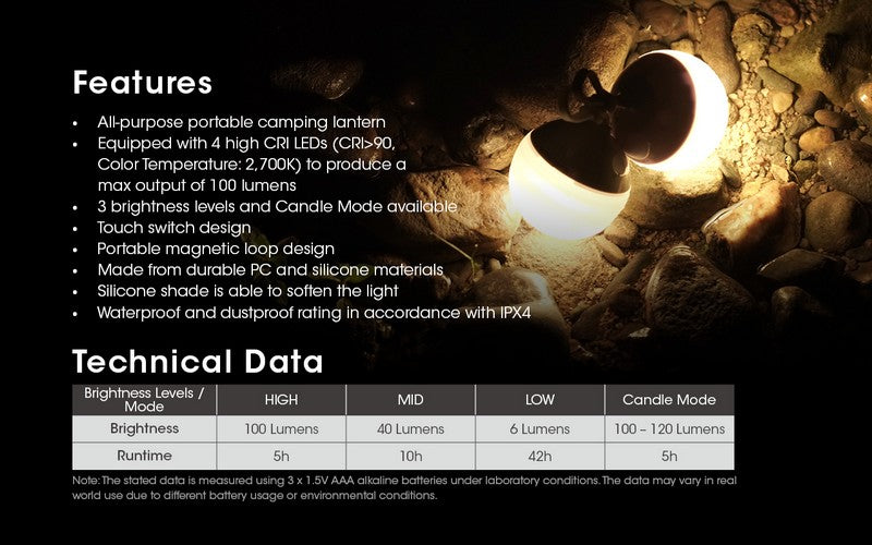 Mini lanterne magnétique de camping Bubble – 100 lumens NYCTALOPE