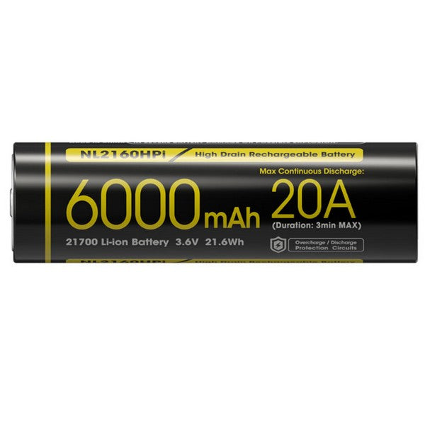 Batterie Nitecore NL2160HPi 21700 - 6000mAh 3.6V - protégée Li-ion - NYCTALOPE