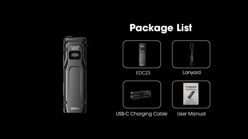 Lampe Torche Nitecore EDC23 - 2500 Lumens rechargeable NYCTALOPE