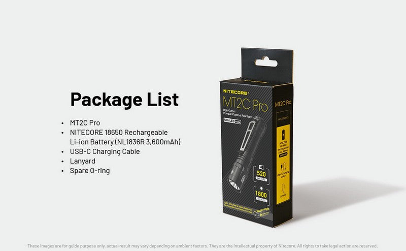 Lampe Torche tactique Nitecore MT2C PRO - 1800Lumens NYCTALOPE