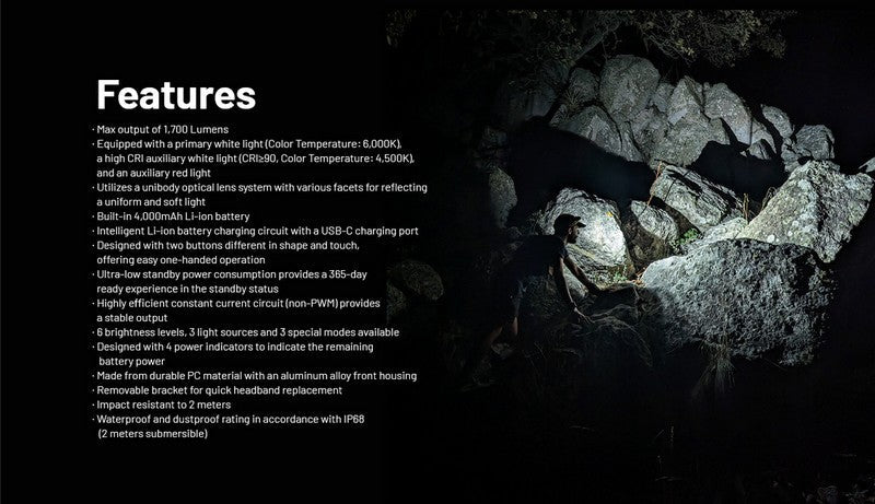 Lampe Frontale Nitecore NU45 – 1700 Lumens NYCTALOPE