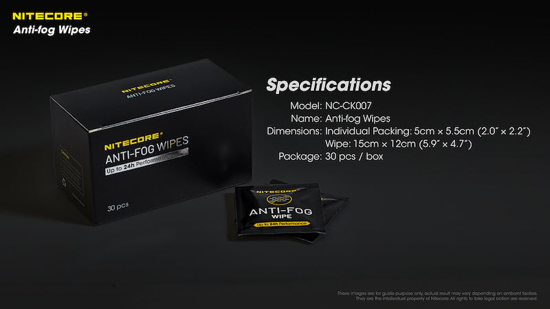 Lingettes Anti-buée Nitecore NC-CK007 – Antibactériennes – 30 pièces NYCTALOPE