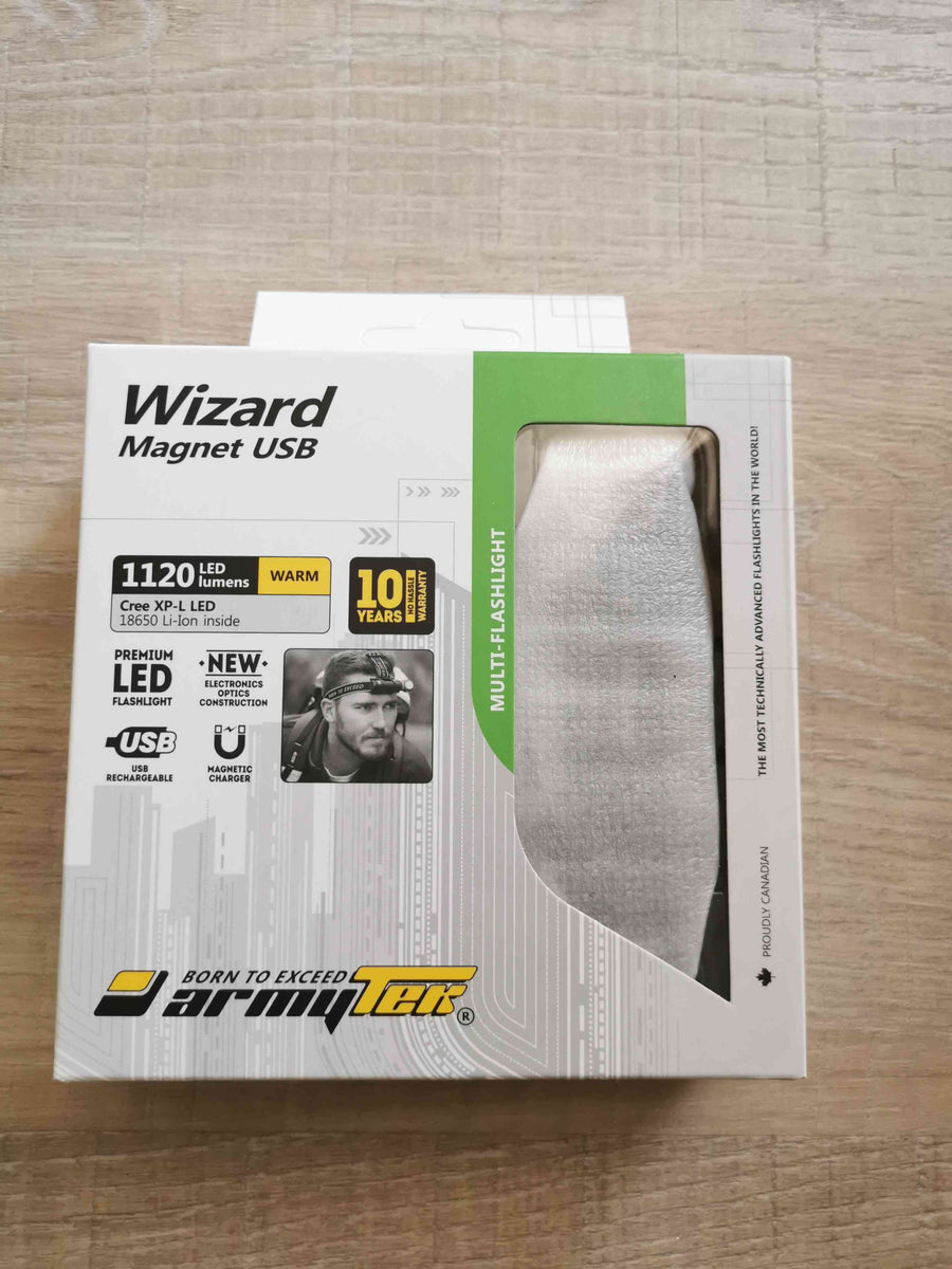 Lampe frontale TRAIL running Armytek Wizard Magnet USB XP-L WARM 1120  Lumens garantie 10 ANS