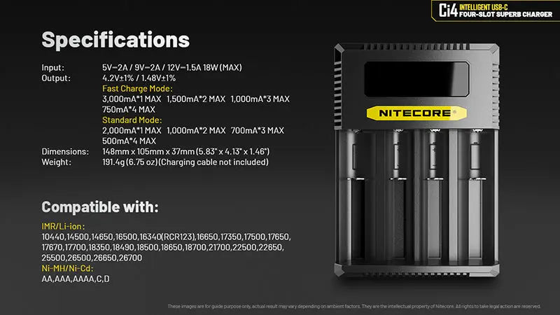 Chargeur Intelligent Nitecore Ci4 NYCTALOPE