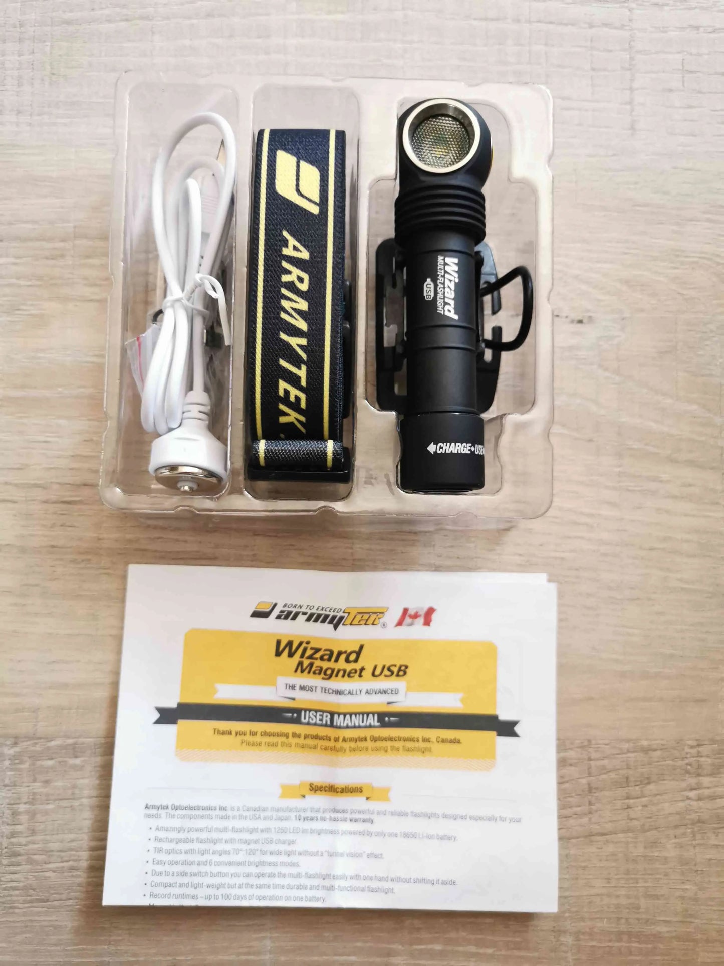 Lampe Frontale Armytek Wizard Magnet USB XP-L - 1250/1120 Lumens - NYCTALOPE