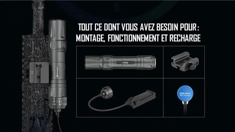 Lampe Torche Olight Odin – 2000 Lumens – Fixation Picatinny et Switch - NYCTALOPE