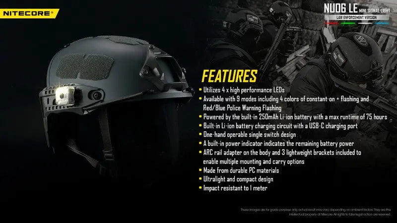 Lampe de Signalisation Nitecore NU06 MI – 8 Lumens – Rouge, Bleu, Vert et Infra rouge NYCTALOPE