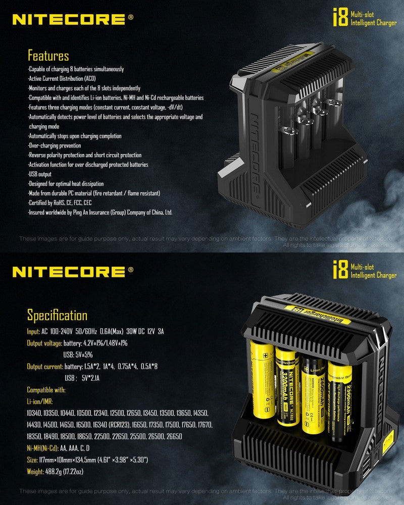 Chargeur Intellicharger Nitecore I8 NYCTALOPE