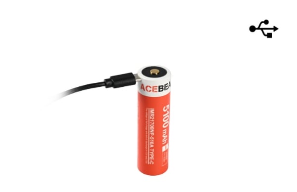 Batterie Acebeam 21700 5100mAh 3.7V protégée LIR - Rechargeable Type-c Acebeam