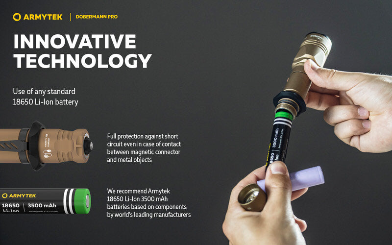 Lampe Torche Armytek Dobermann Pro SAND Magnet USB – 1400 Lumens - WARM  NYCTALOPE  