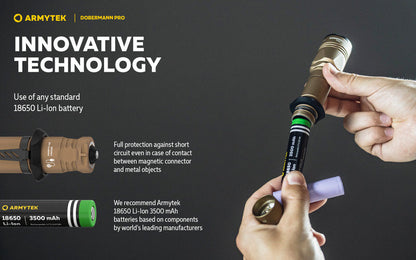 Lampe Torche Armytek Dobermann Pro SAND Magnet USB – 1400 Lumens - WARM  NYCTALOPE  