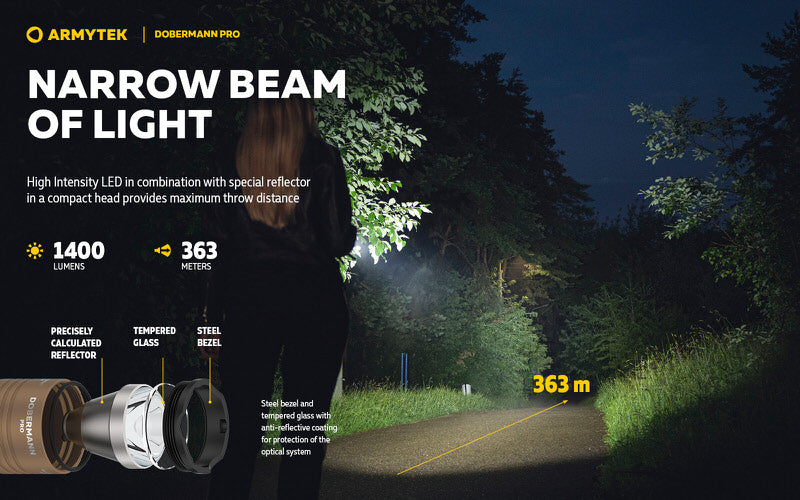 Lampe Torche Armytek Dobermann Pro SAND Magnet USB – 1400 Lumens - WARM  NYCTALOPE  