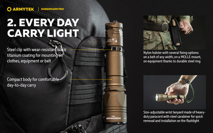 Lampe Torche Armytek Dobermann Pro SAND Magnet USB – 1400 Lumens - WARM  NYCTALOPE  