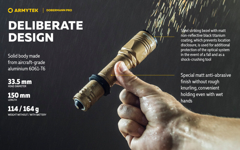Lampe Torche Armytek Dobermann Pro SAND Magnet USB – 1400 Lumens - WARM  NYCTALOPE  