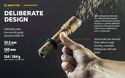 Lampe Torche Armytek Dobermann Pro SAND Magnet USB – 1400 Lumens - WARM  NYCTALOPE  