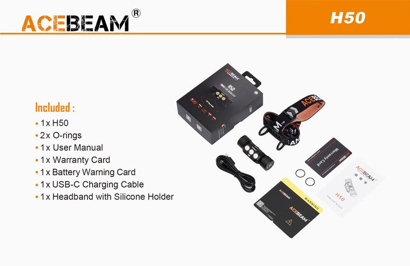 Lampe Frontale Acebeam H50 – 2000 Lumens Acebeam