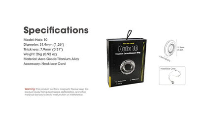 Anneau de Mesure Nitecore HALO 10 - Conception Titane - Précision 10cm - Mesure Surfaces Irrégulières - Ultra Compact - NYCTALOPE