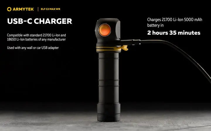 Armytek Elf C2 Max WR USB-C - Lampe frontale 4-en-1 lumière blanche et rouge