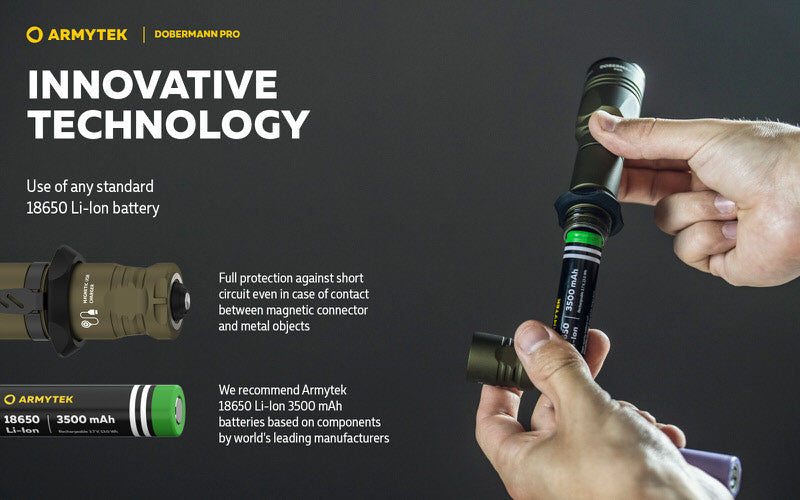 Lampe Torche Armytek Dobermann Pro OLIVE Magnet USB – 1400 Lumens - WARM  NYCTALOPE  