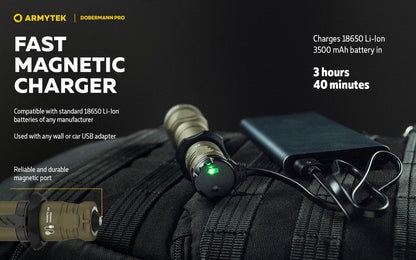 Lampe Torche Armytek Dobermann Pro OLIVE Magnet USB – 1400 Lumens - WARM  NYCTALOPE  