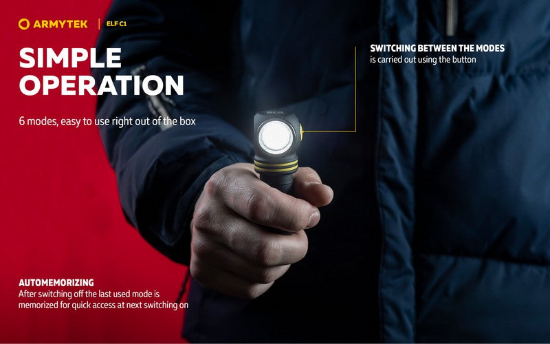 Lampe frontale Armytek Elf C1 USB-C - 1000 / 930 Lumens - White & Warm - NYCTALOPE