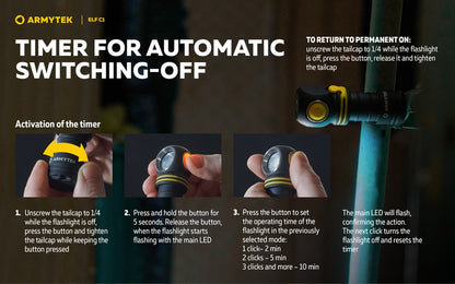 Lampe frontale Armytek Elf C1 USB-C - 1000 / 930 Lumens - White & Warm - NYCTALOPE