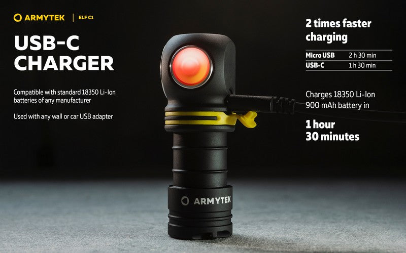 Lampe frontale Armytek Elf C1 USB-C - 1000 / 930 Lumens - White & Warm - NYCTALOPE