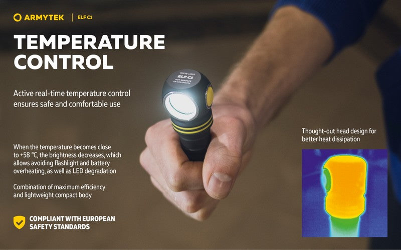 Lampe frontale Armytek Elf C1 USB-C - 1000 / 930 Lumens - White & Warm - NYCTALOPE