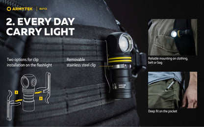 Lampe frontale Armytek Elf C1 USB-C - 1000 / 930 Lumens - White & Warm - NYCTALOPE