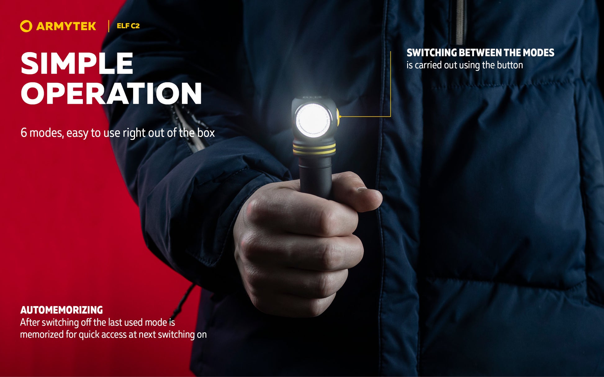 Lampe frontale Armytek Elf C2 USB-C - 1023 Lumens - Warm - NYCTALOPE