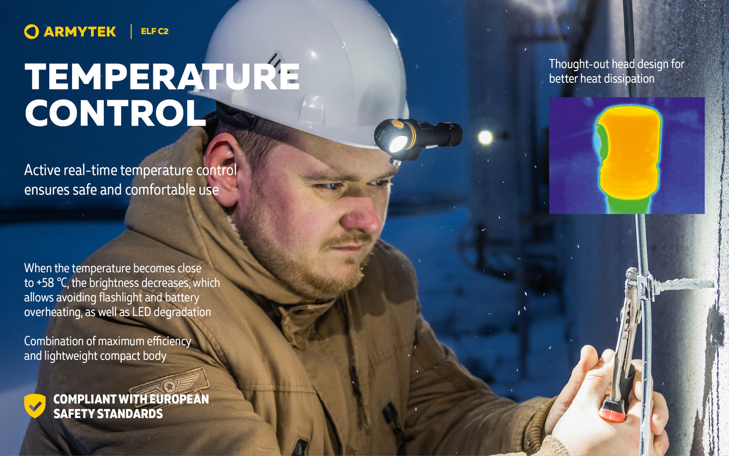 Lampe frontale Armytek Elf C2 USB-C - 1023 Lumens - Warm - NYCTALOPE
