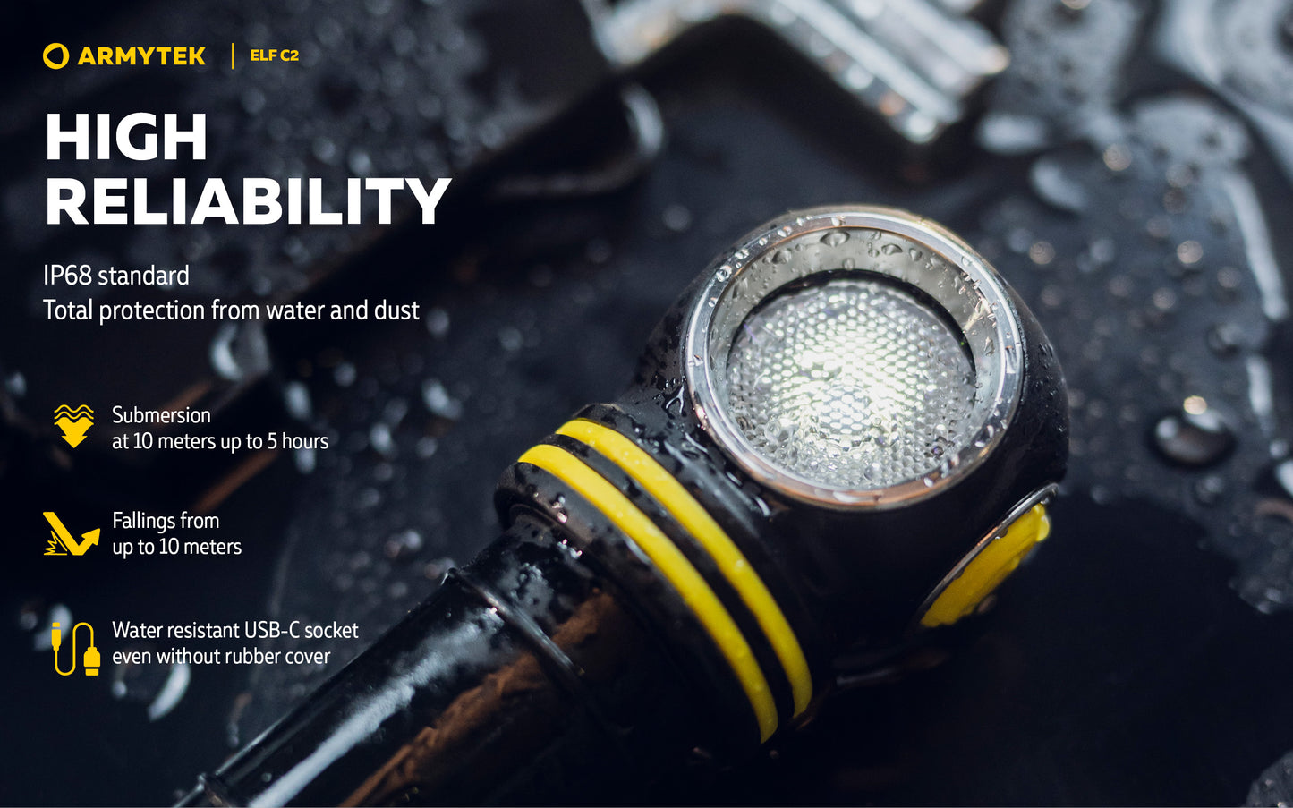 Lampe frontale Armytek Elf C2 USB-C - 1023 Lumens - Warm - NYCTALOPE