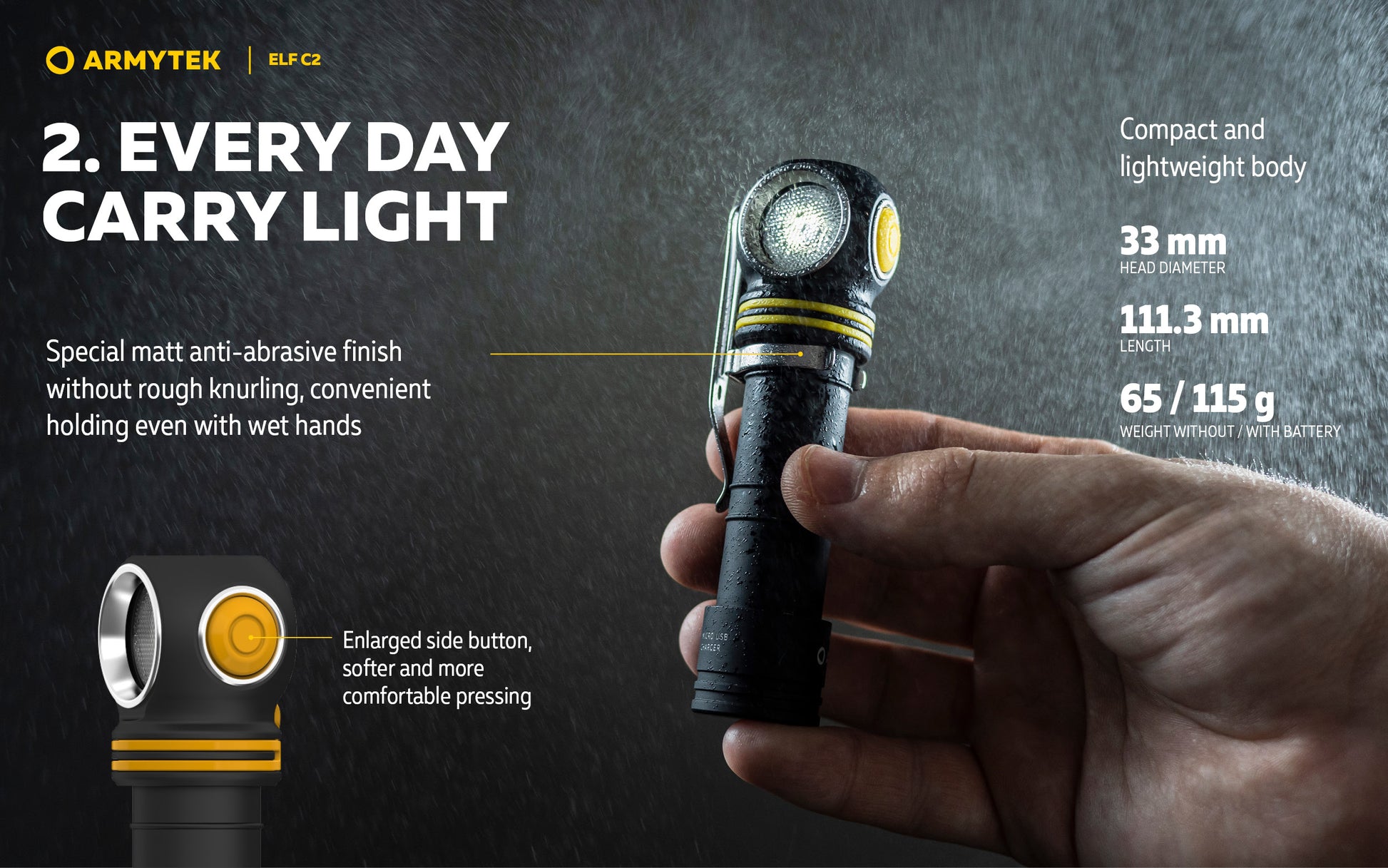 Lampe frontale Armytek Elf C2 USB-C - 1023 Lumens - Warm - NYCTALOPE