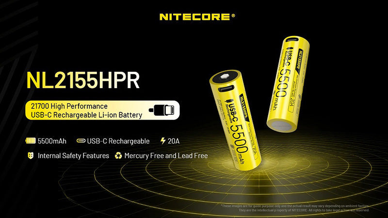 Batterie Nitecore NL2155HPR 5500mAh 3.6V li-ion protégée Haute Performance - port USB-C  NYCTALOPE  