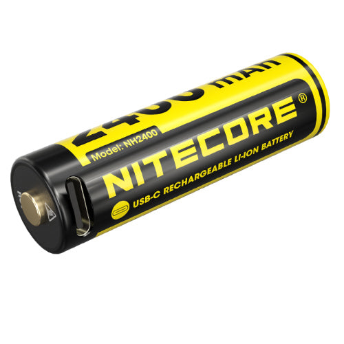 Pack de 4 batteries AA Nitecore NH2400 - 2400mAh 1.5V rechargeable en USB-C - NYCTALOPE