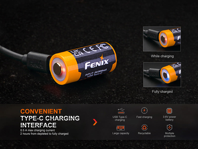 Batterie Fenix 16340 Li-ion 800mAh - ARB-L16-800UP - Micro USB Fenix