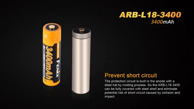 Batterie Fenix 18650 – 3400 mAh 3.6V protégée Li-ion  NYCTALOPE  