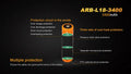 Batterie Fenix 18650 – 3400 mAh 3.6V protégée Li-ion  NYCTALOPE  