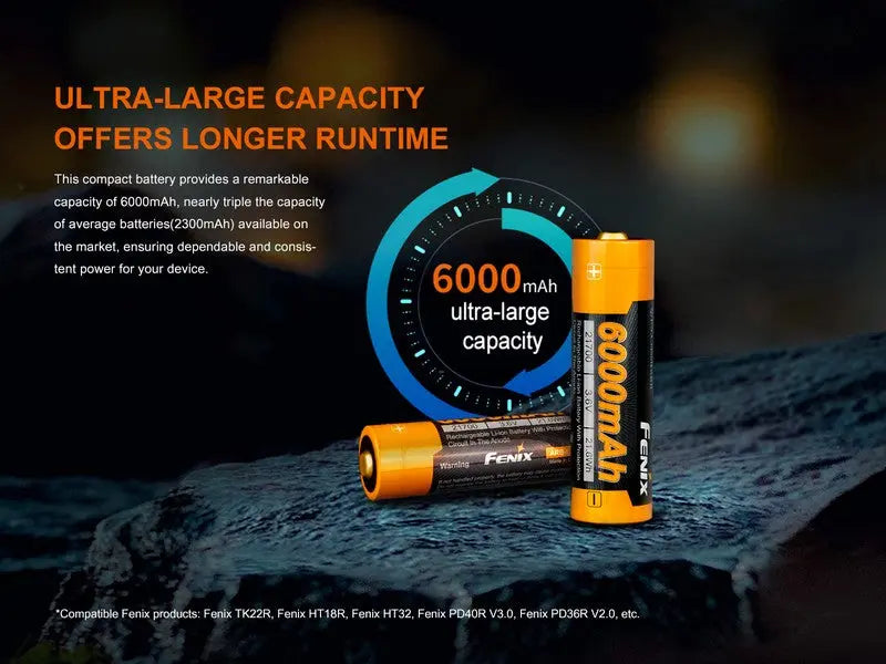 Batterie Fenix ARB-L21 6000 mAh 3.6V 21700 protégée Li-ion  NYCTALOPE  