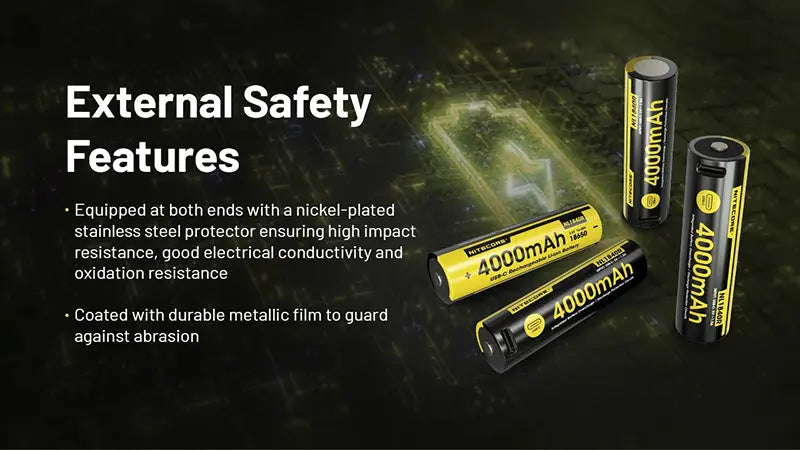 Batterie Li-ion Nitecore NL1840R 4000mAh 18650 Rechargeable - USB-C Intégré - Haute Densité Énergétique