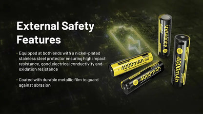 Batterie Li-ion Nitecore NL1840R 4000mAh 18650 Rechargeable - USB-C Intégré - Haute Densité Énergétique